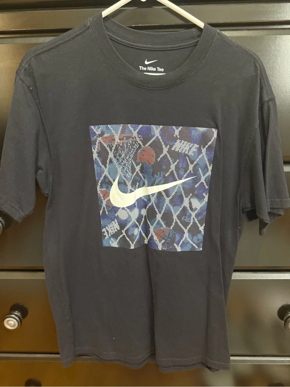Nike Black Short Sleeve Tee with Blue Graphic Swoosh